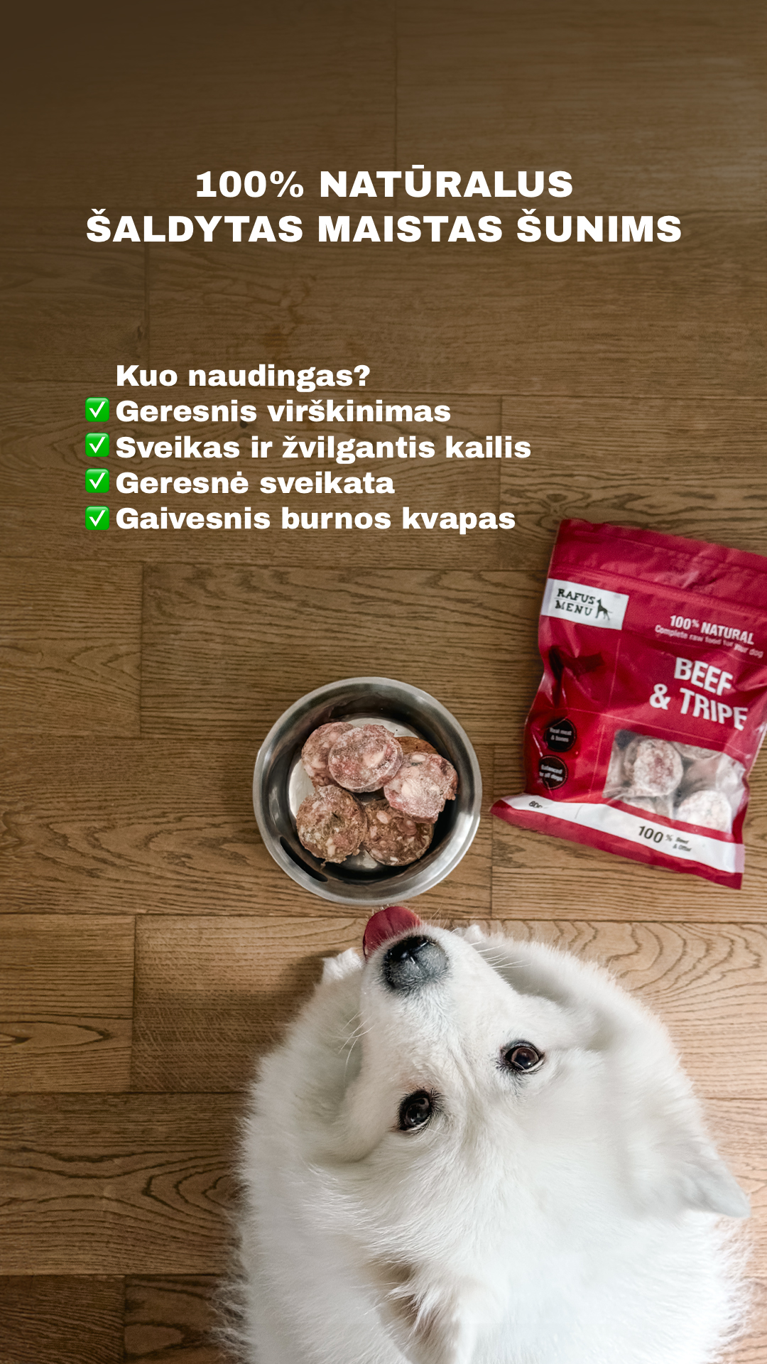 RAFUS MENU Natūralus subalansuotas žalios mėsos maistas šunims Facebook ad