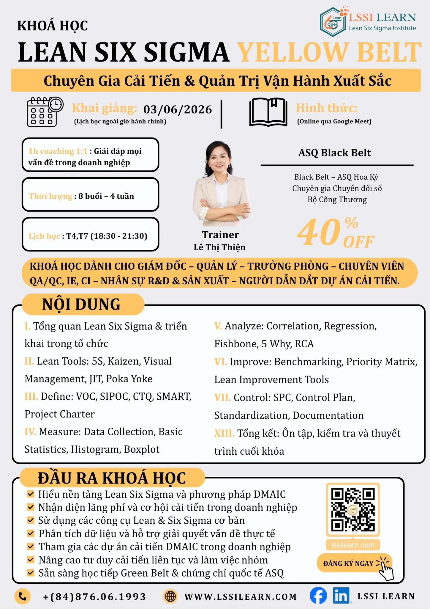 Quản Trị Vận Hành Xuất Sắc - LSSI LEARN Facebook ad: KHÓA HỌC: LEAN SIX SIGMA YELLOW BELT