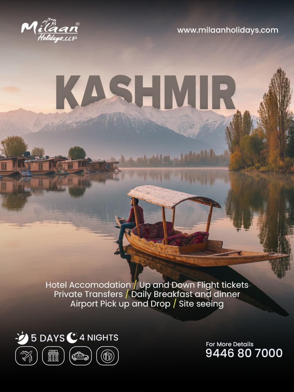 Milaan Tour and Travels Facebook ad: Kashmir Special Package, 4N / 5D