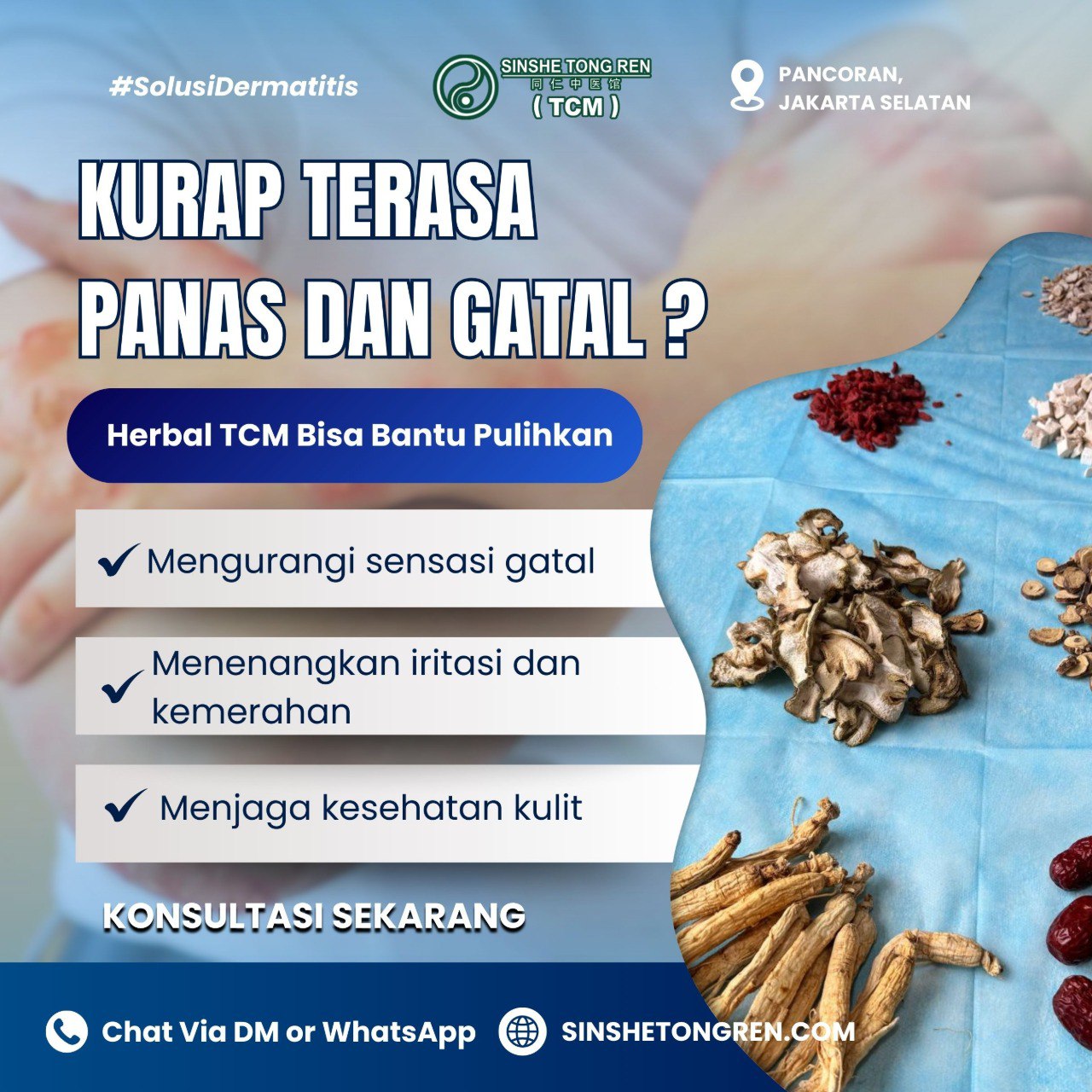 Shinse Tong Ren Holistic TCM Facebook ad: Kulit Gatal & Panas Mengganggu?