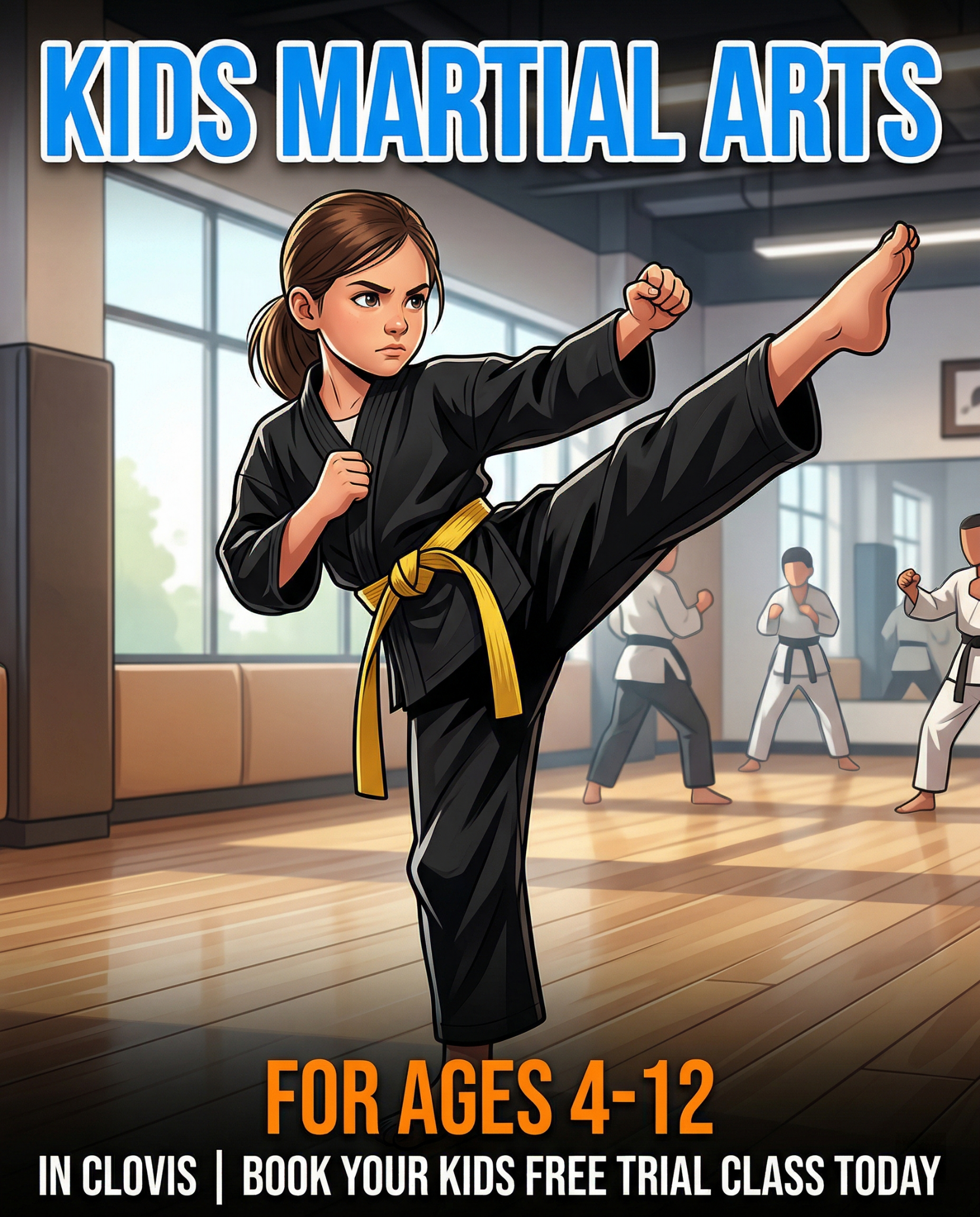 TKE Martial Arts Facebook ad: Free Kids Martial Arts Class in Clovis