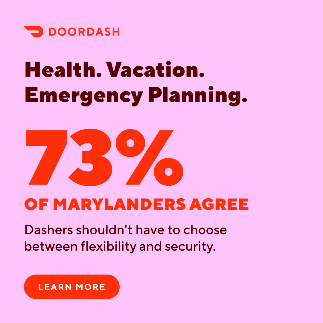 DoorDash Impact Facebook ad: Flexible Portable Benefits Work