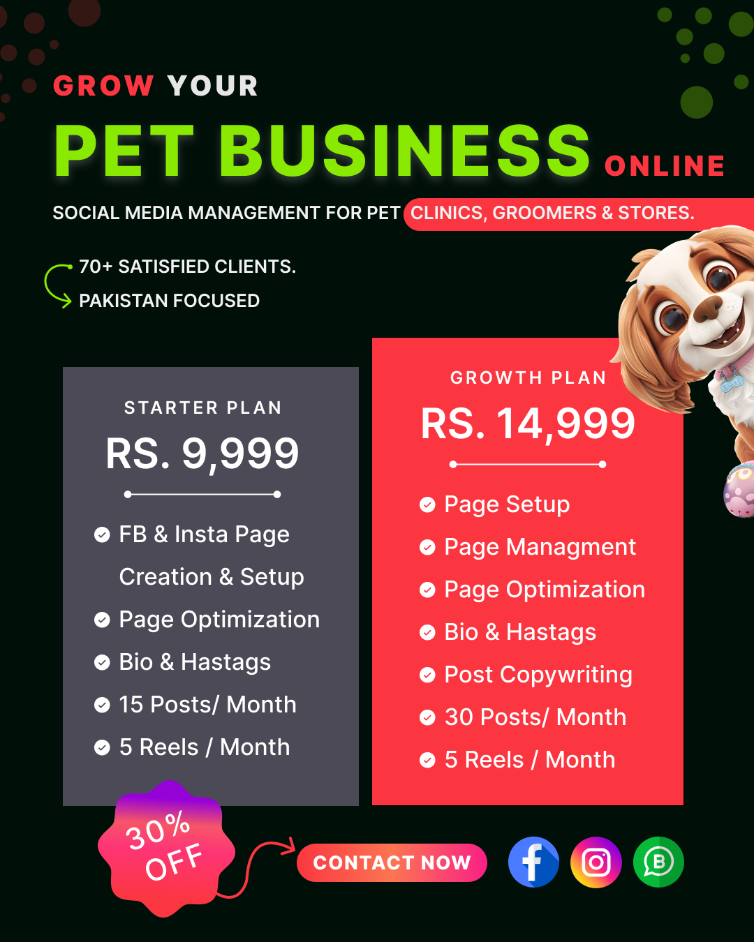 Ask WebSolutions Facebook ad: Grow Your Pet Business Now