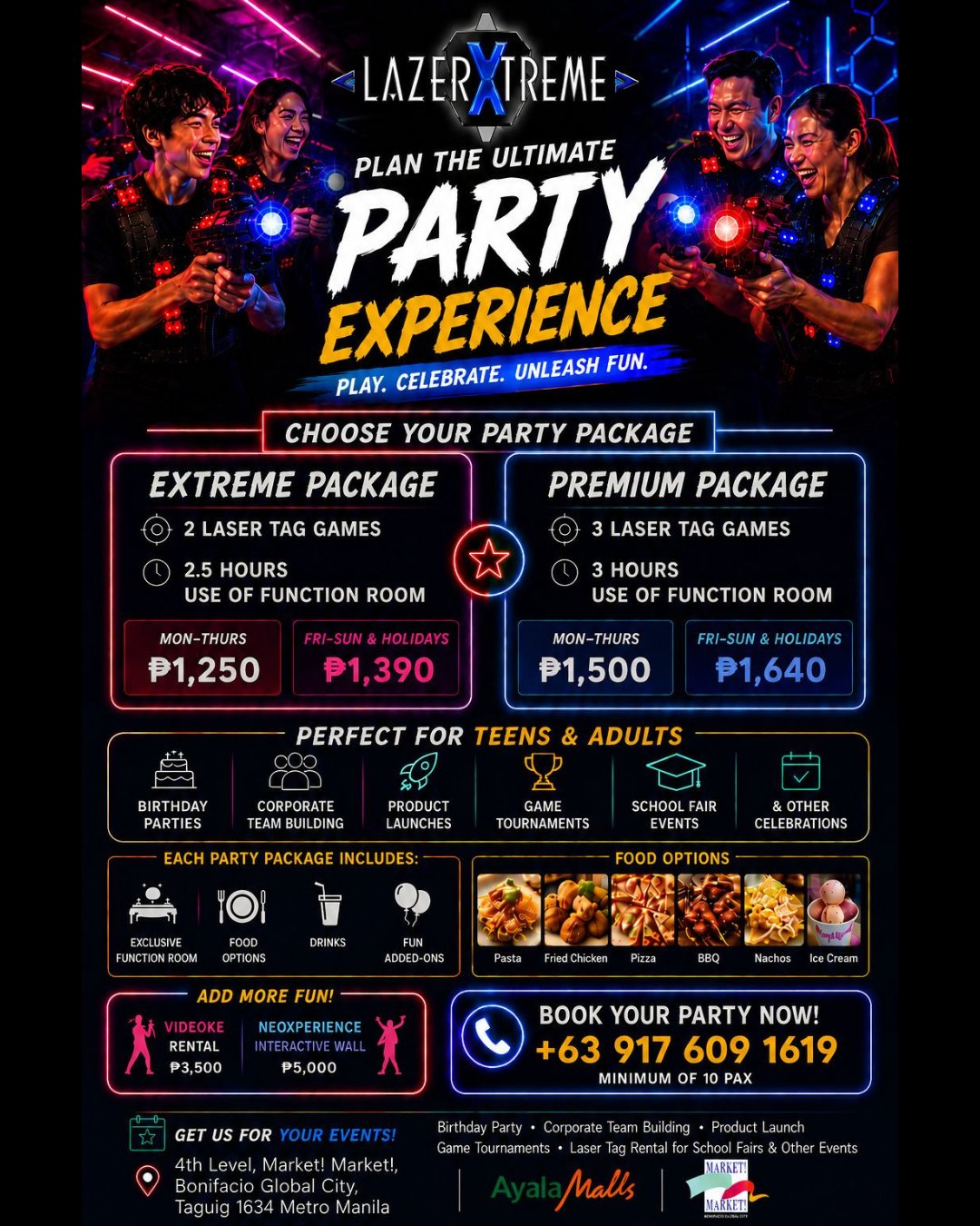 LazerXtreme Facebook ad: READY TO LEVEL UP YOUR PARTY?