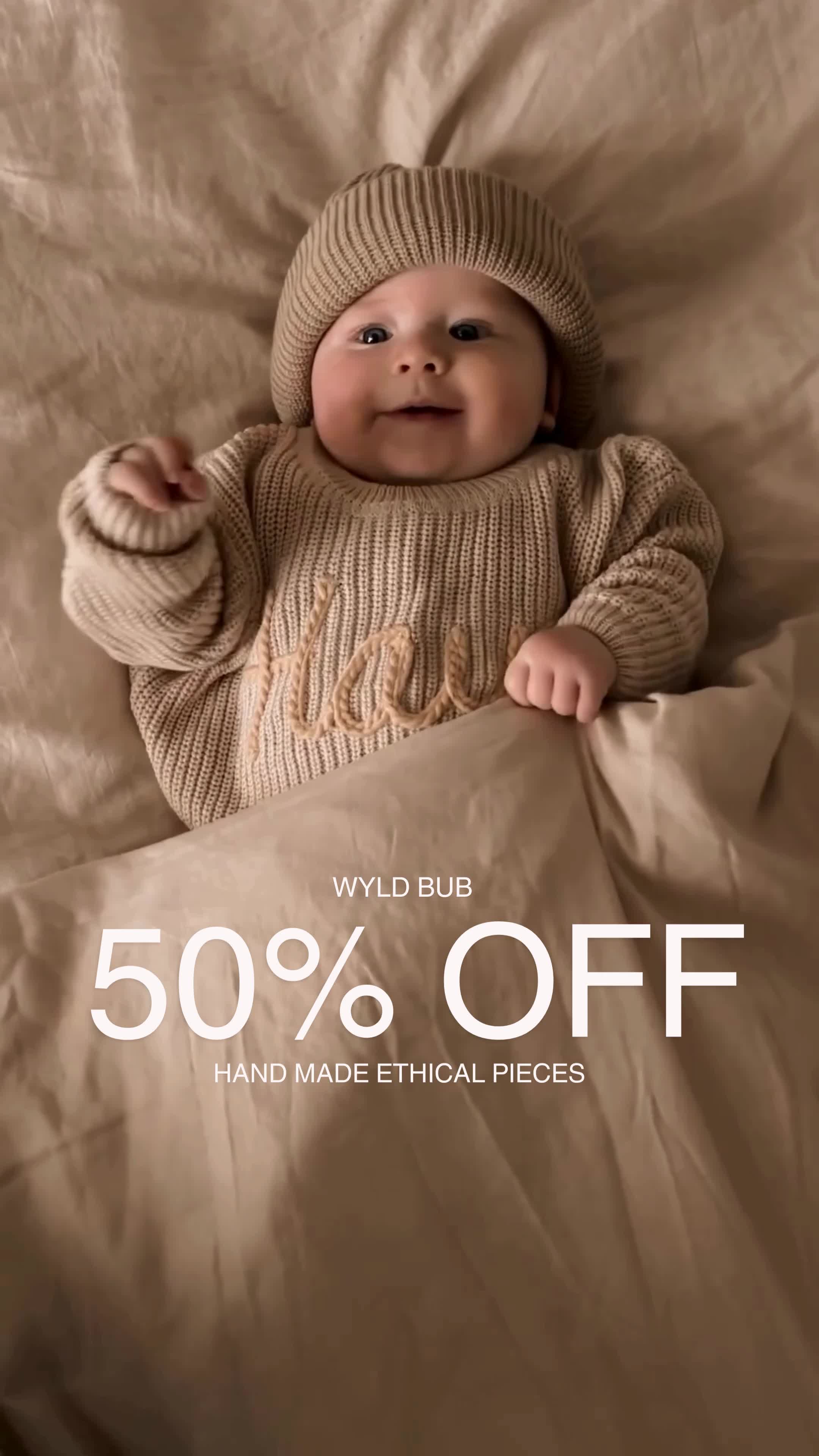 Wyld Bub Facebook ad: UP TO 50% SALE ON NOW