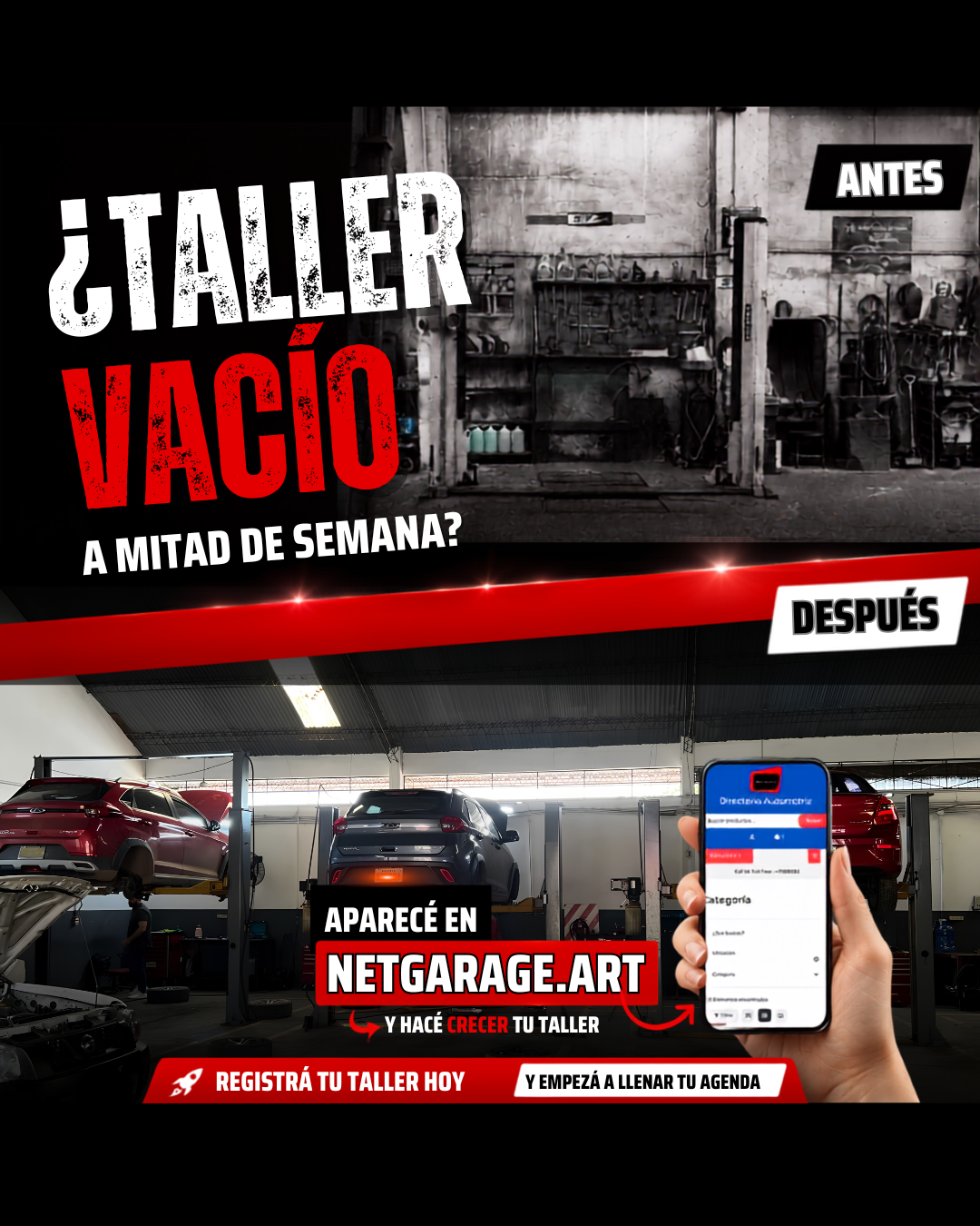 Net Garage Facebook ad: Chatea con nosotros