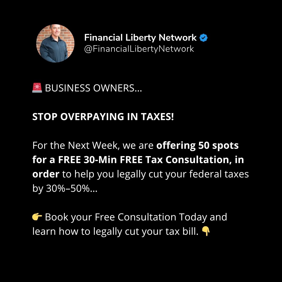 Life and Taxes with Steve Facebook ad: Book Your FREE 30-Min Tax Planning Consultation Today