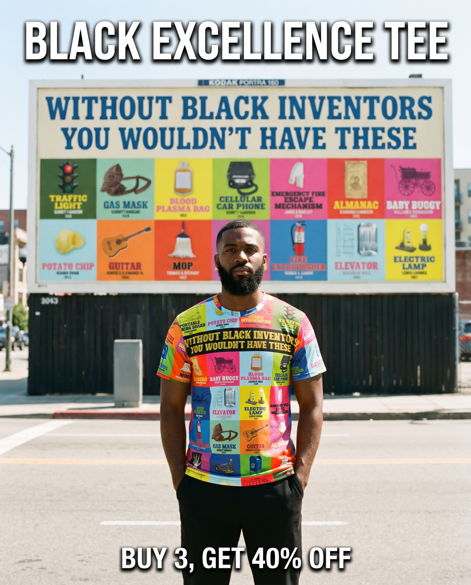 Melaninful Facebook ad: Buy 3 Get 40% OFF: Black Excellence Tees