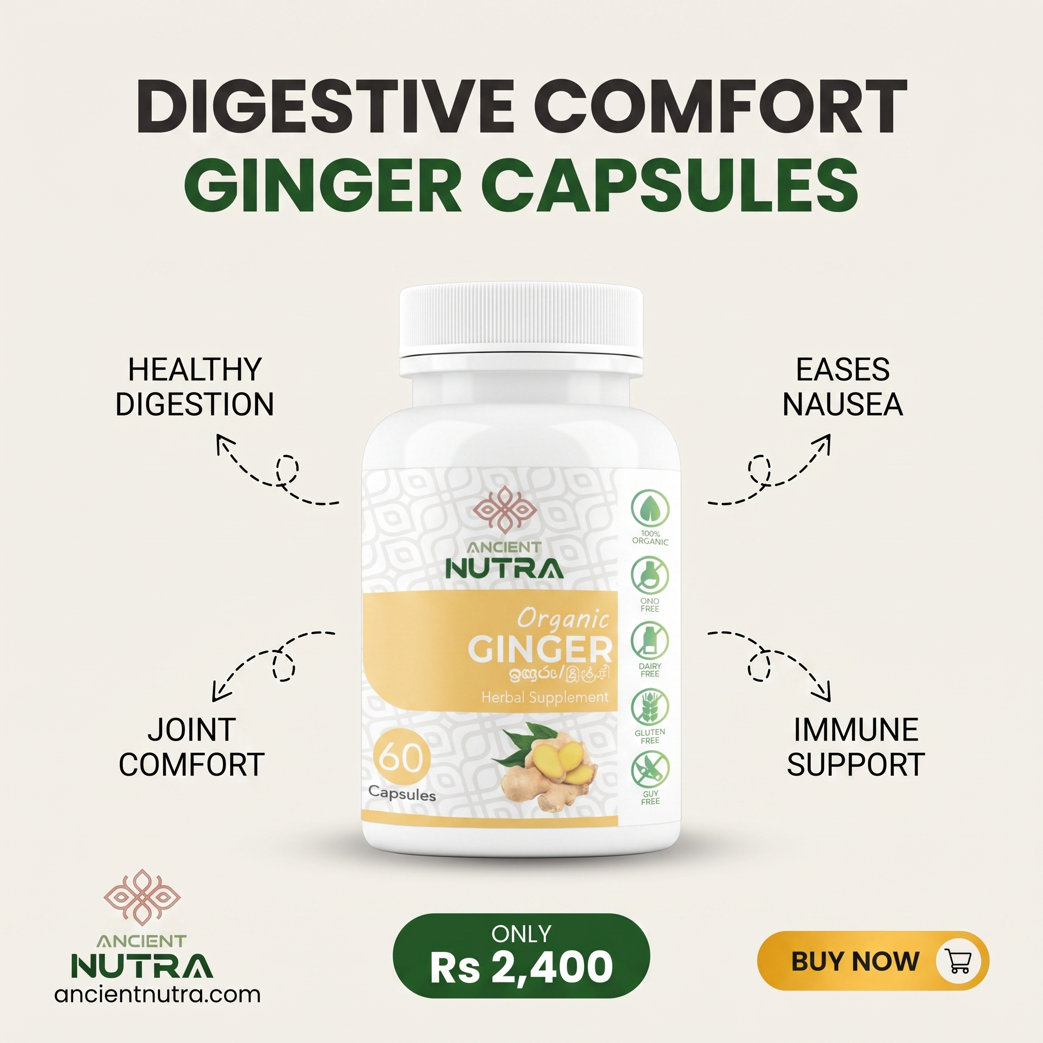 Ancient Nutra Facebook ad: Ginger - 60 capsules