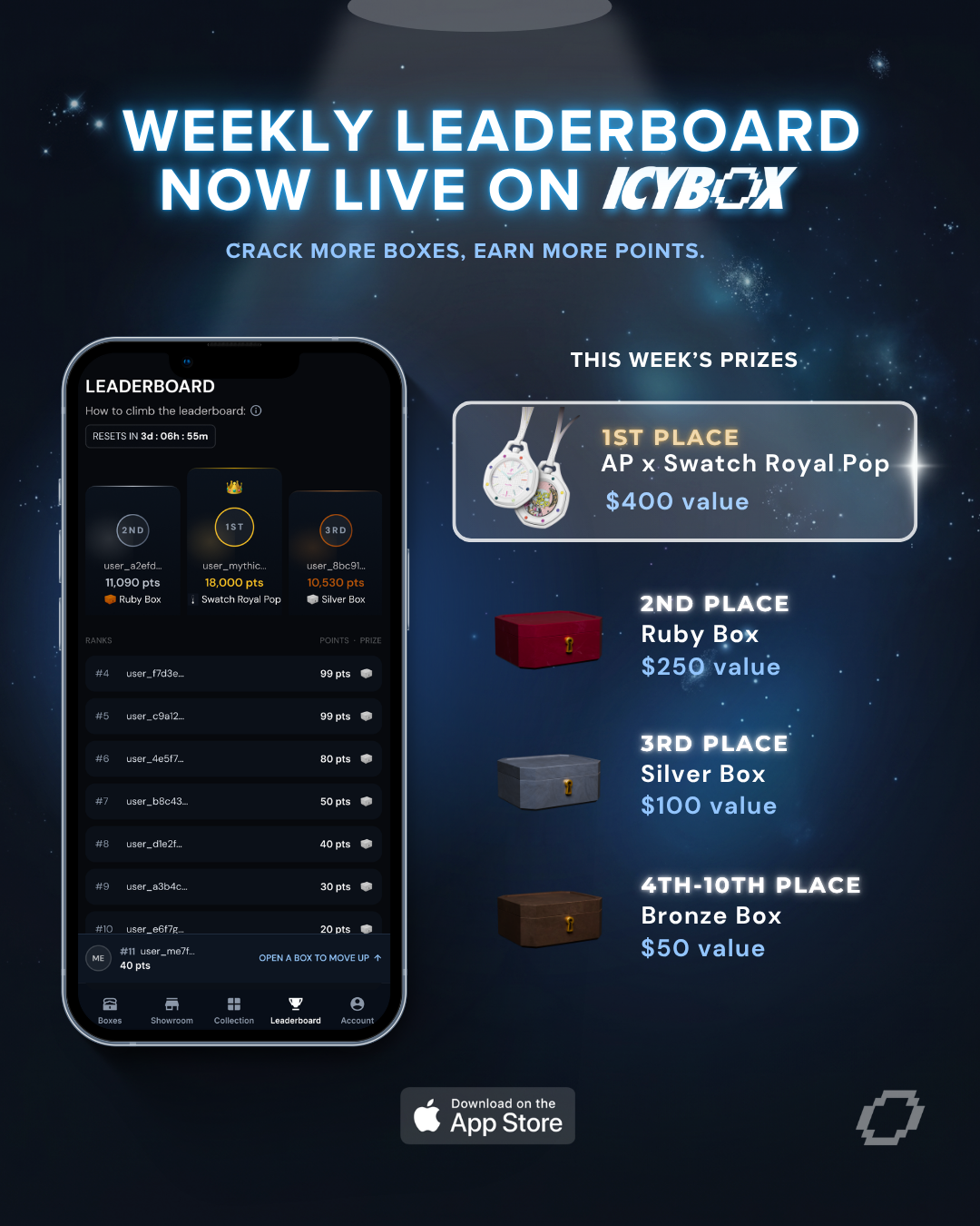 IcyBox Facebook ad: Weekly Leaderboards Live