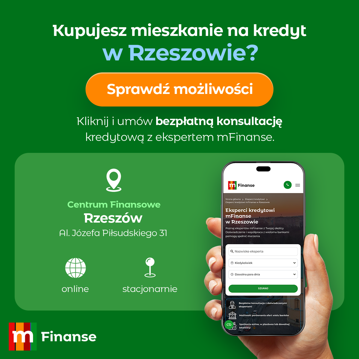 mFinanse Facebook ad: Znajdź eksperta kredytowego