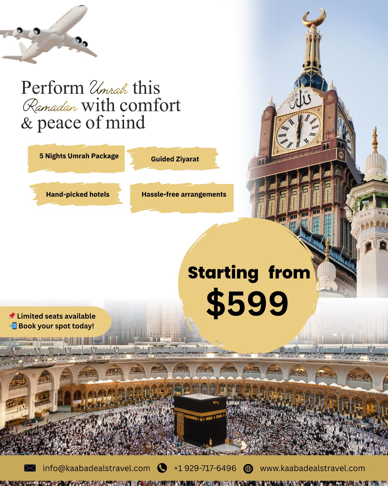 Kaaba Deals Travel Facebook ad from Jan 26, 2026
