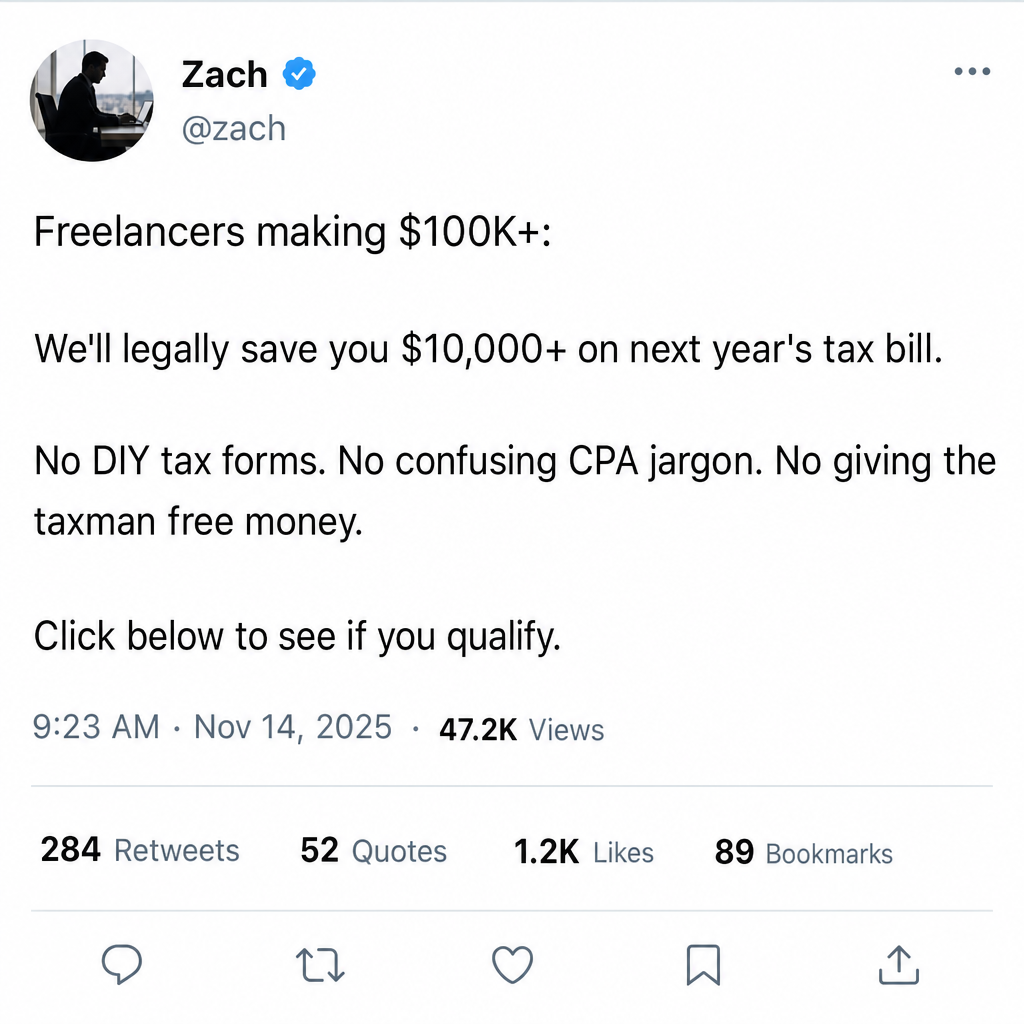 Formations.LLC Facebook ad: THE $15,300 TAX LOOPHOLE YOUR CPA FORGOT TO MENTION.