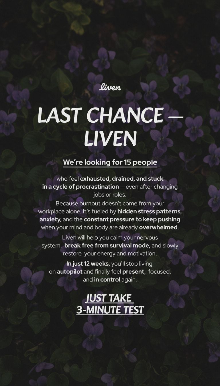 Liven: Communauté d'Éveil de Soi Facebook ad: Easy to Follow Anti-Burnout Plan