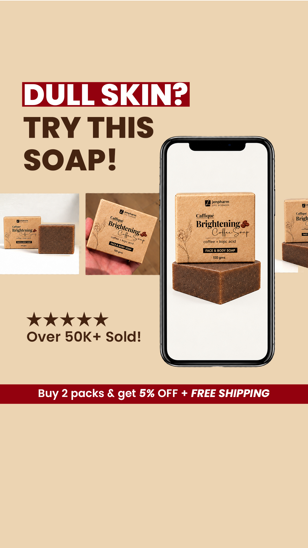 Jenpharm Life Sciences Facebook ad: Coffee Soap Full Launch, 20% OFF