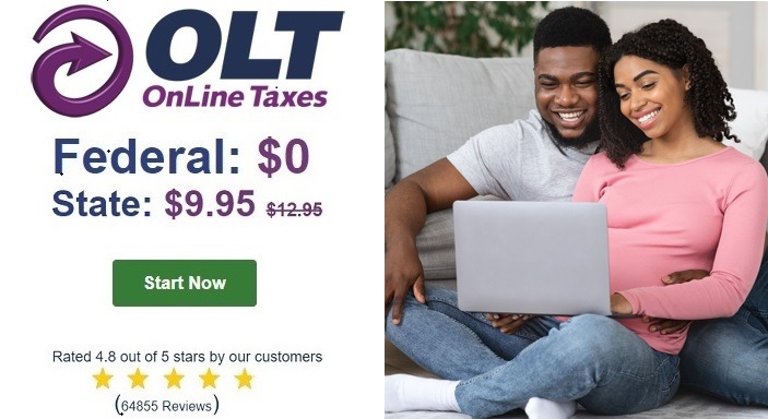 Online Taxes at OLT.com Facebook ad from May 19, 2025