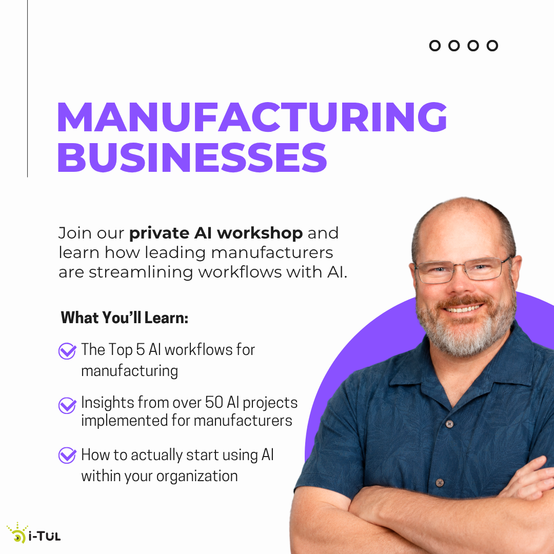 I-Tul Design & Software, Inc. Facebook ad: Free AI Manufacturing Workshop