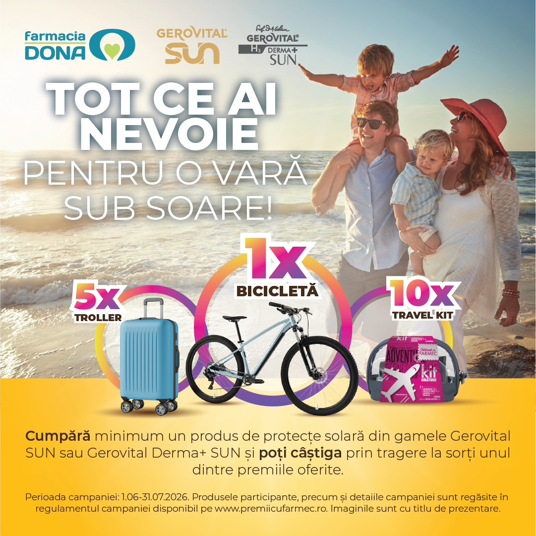 Farmaciile DONA Facebook ad: Tragere la sorți Gerovital SUN