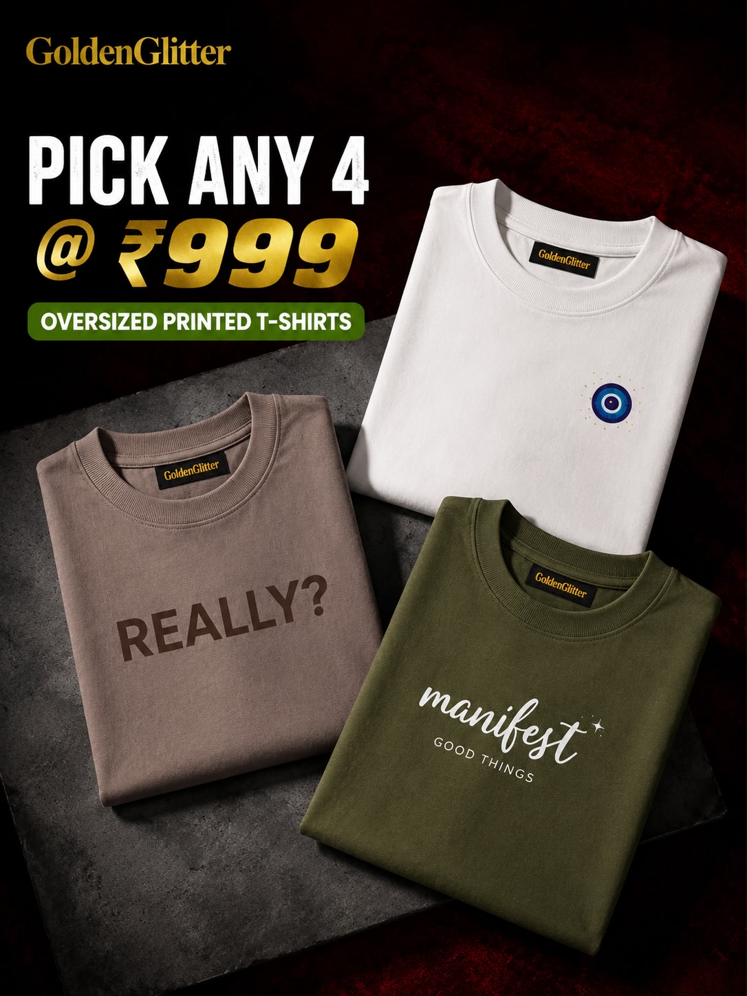 Goldenglitter.in Facebook ad: Oversized T-shirts
