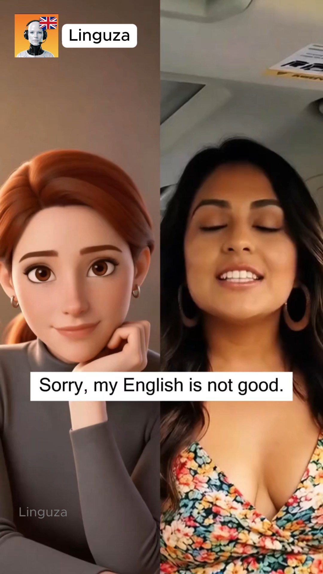 Linguza: AI English Tutor Facebook ad: Try free now!