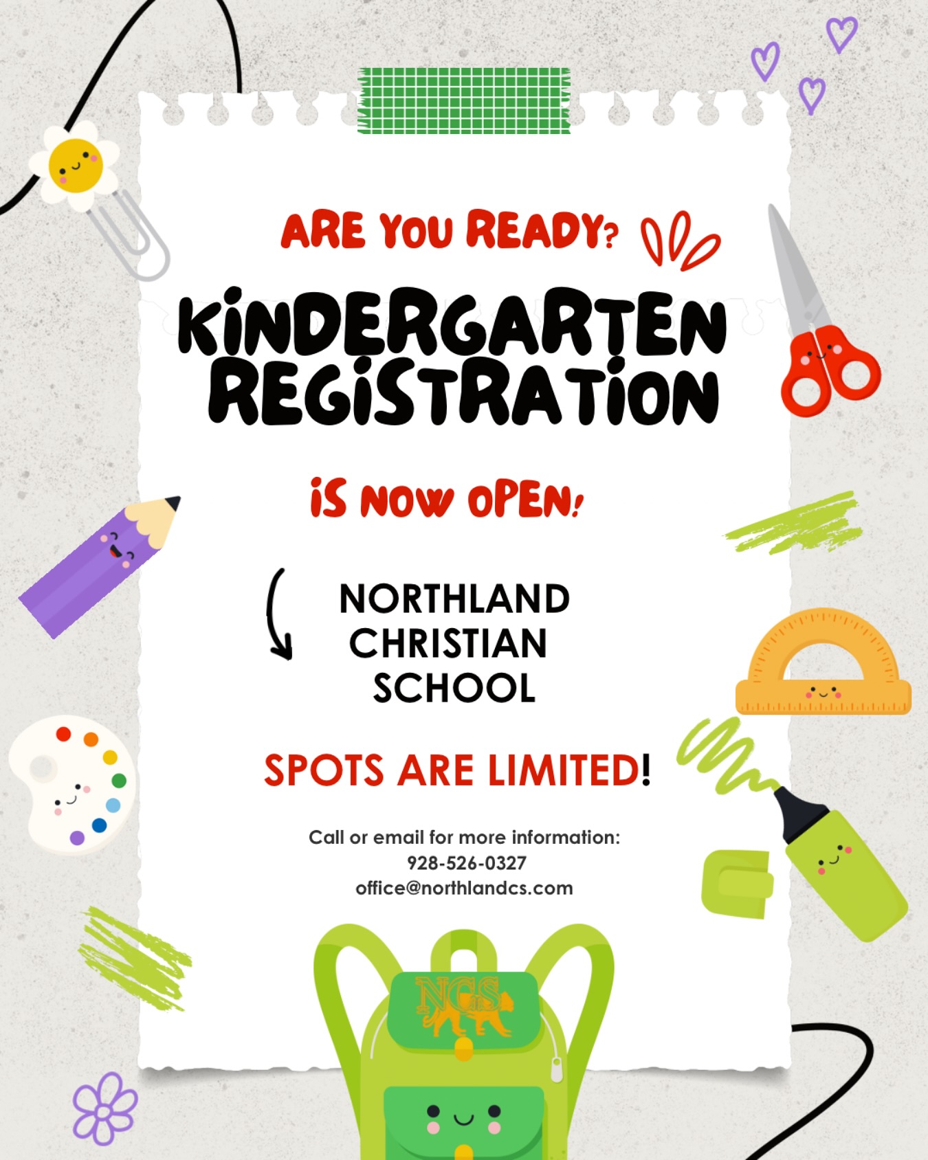 Northland Christian School Facebook ad: KINDERGARTEN REGISTRATION
