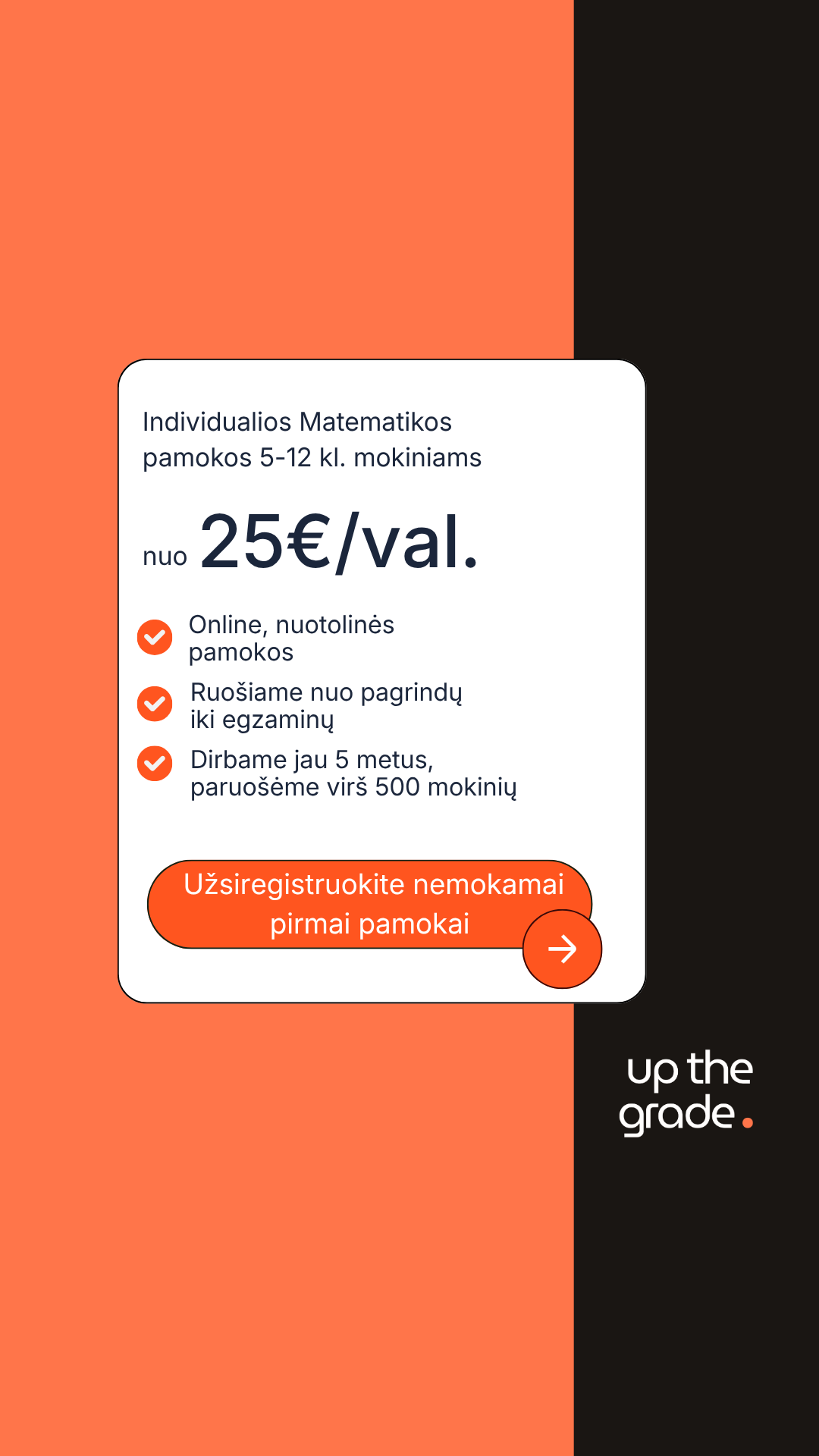 Upthegrade.lt Facebook ad: Pagerinkite matematikos pažymius