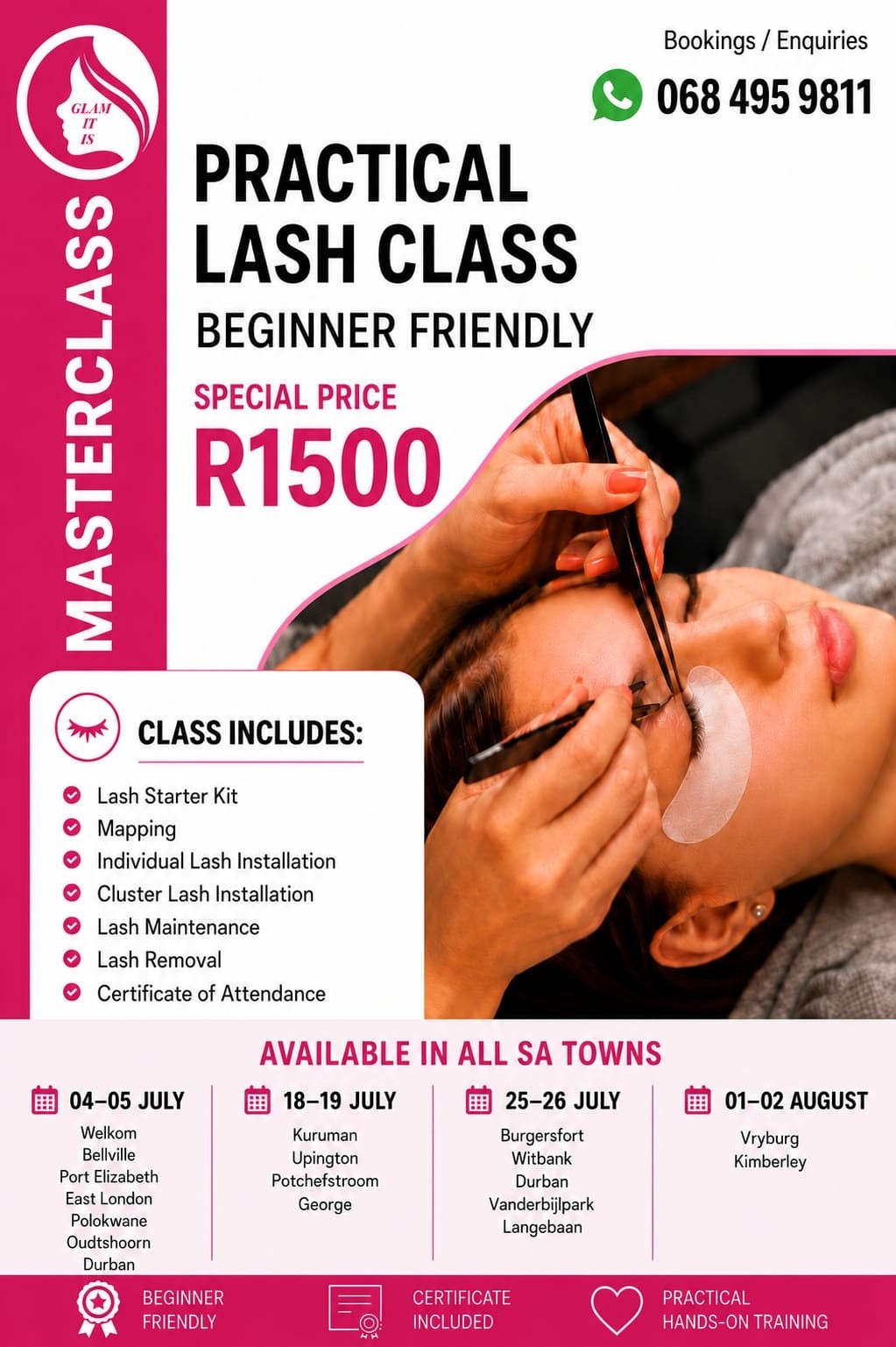 Glam It Is Facebook ad: 2026 Lash Training Schedule
