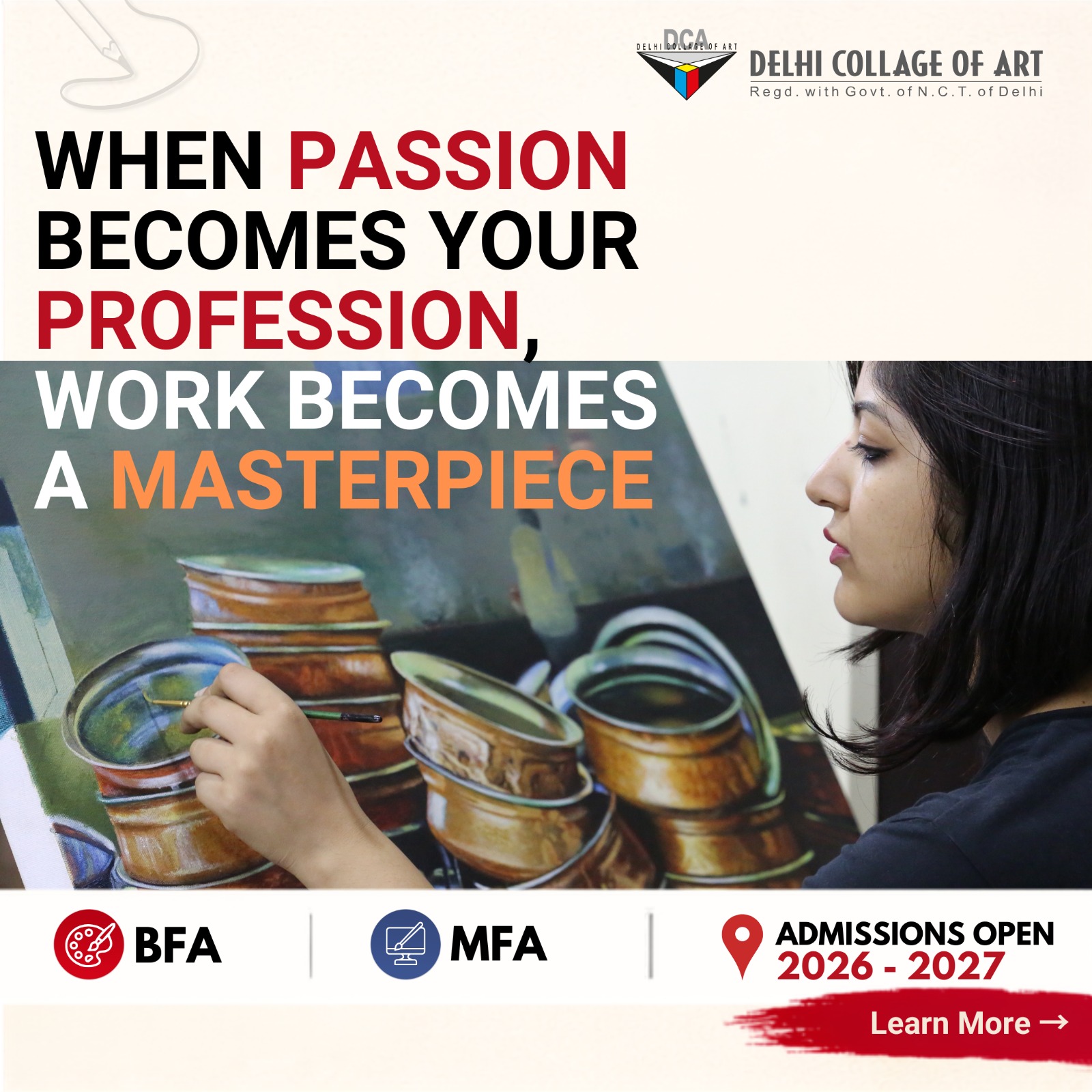 Delhi कोलाज of Art - Main Campus Facebook ad: At Delhi Collage of Art, Choose our most…