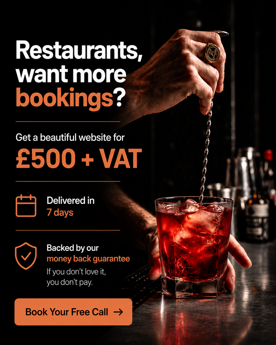 Aperture Comms Facebook ad: Restaurant Websites for £500 + VAT