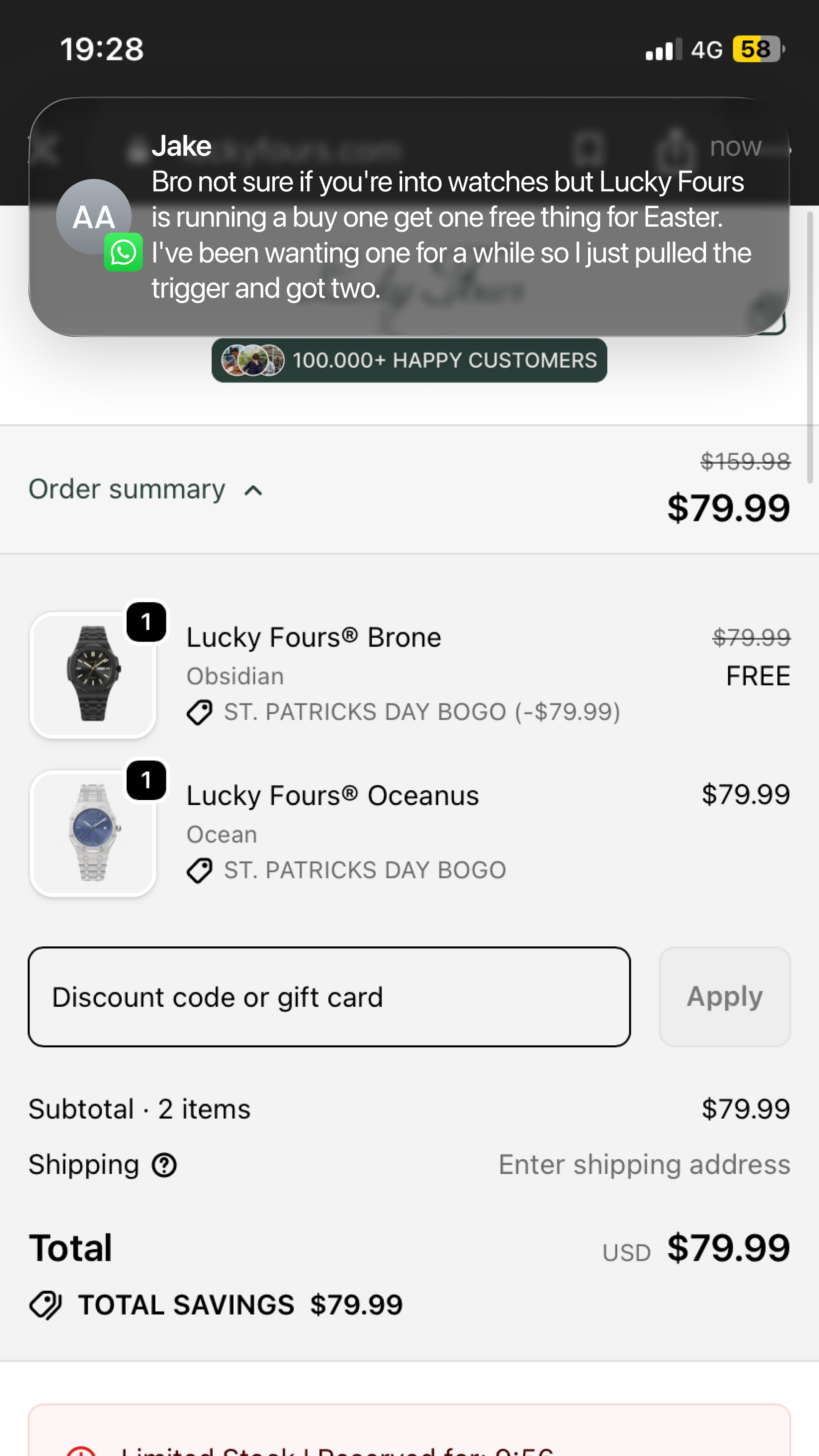 Lucky Fours Facebook ad