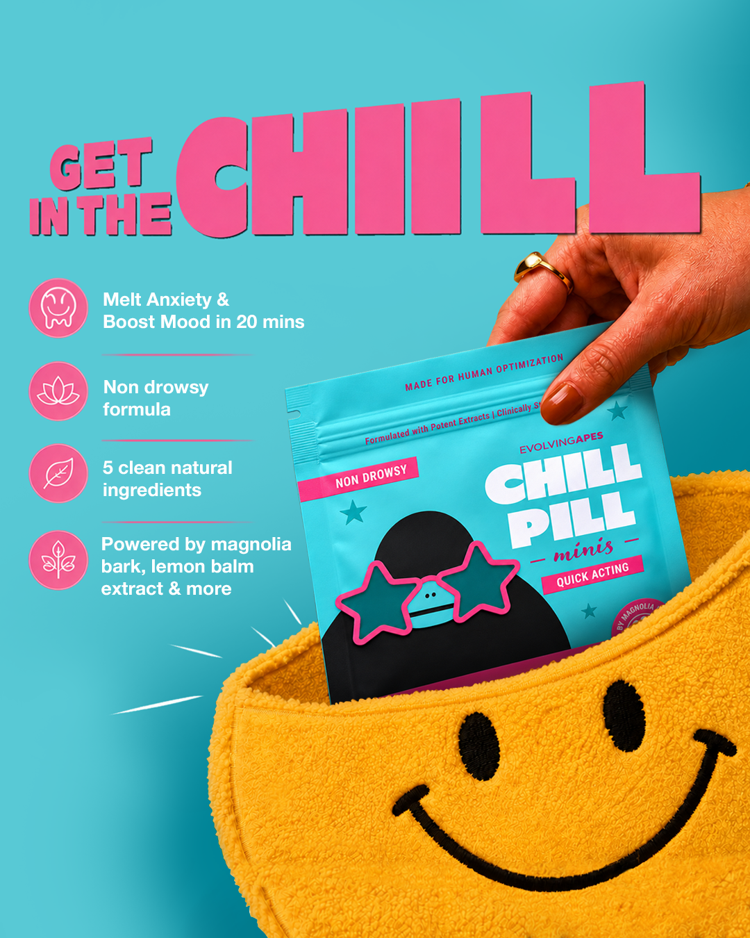 Evolving Apes Facebook ad: Your Chill. On Demand.