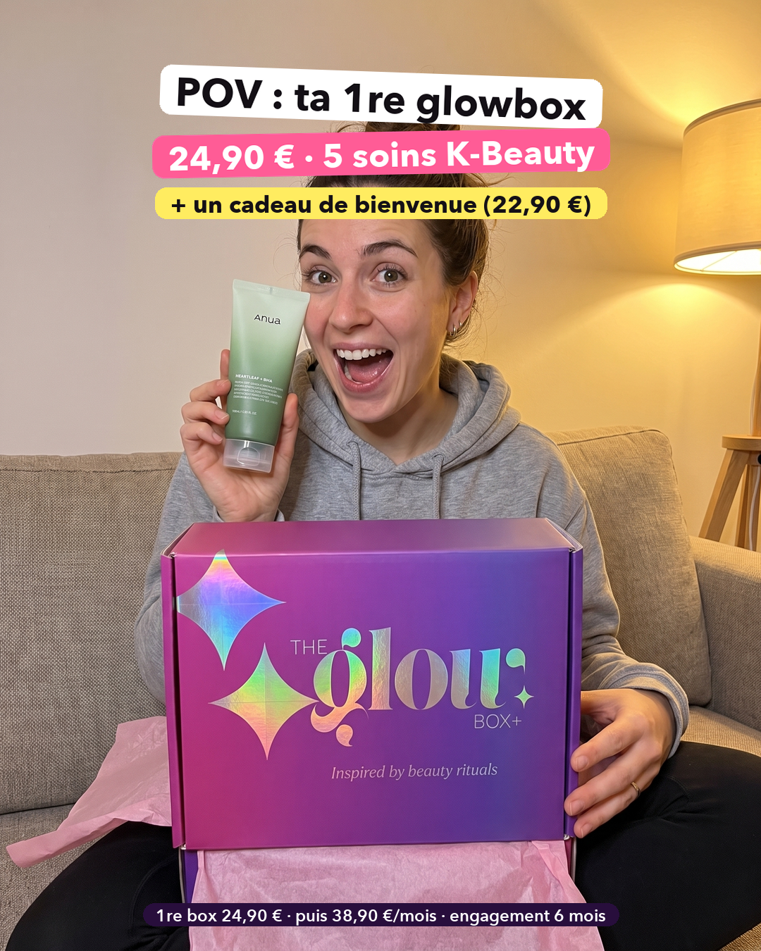 Glowbox Facebook ad: Tu ne connais pas encore Glowbox?
