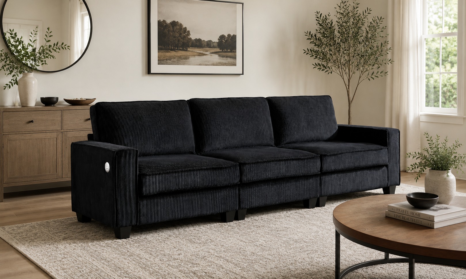 Trevor Shurlow Facebook ad: Bonzy Home 114 Oversized 3-Seater Corduroy Sofa with USB &…