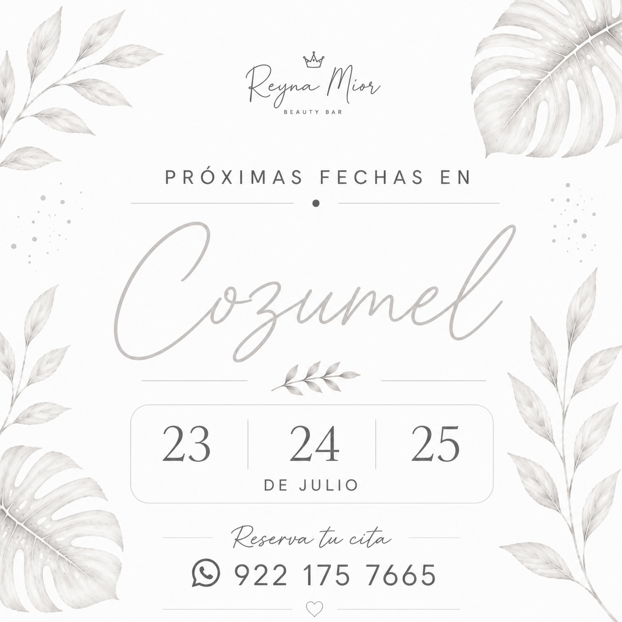 Reyna Mior Beauty Bar Facebook ad: COZUMEL,QROO.