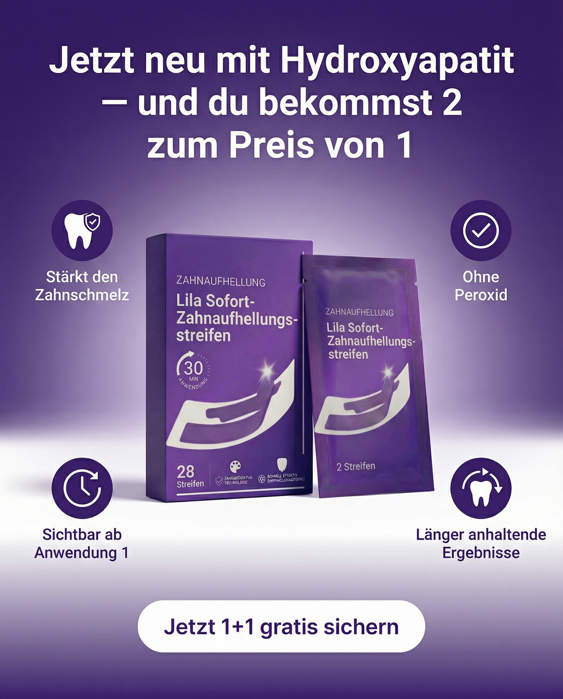 Alvada.ch Facebook ad: Weissere Zähne in 30 Minuten
