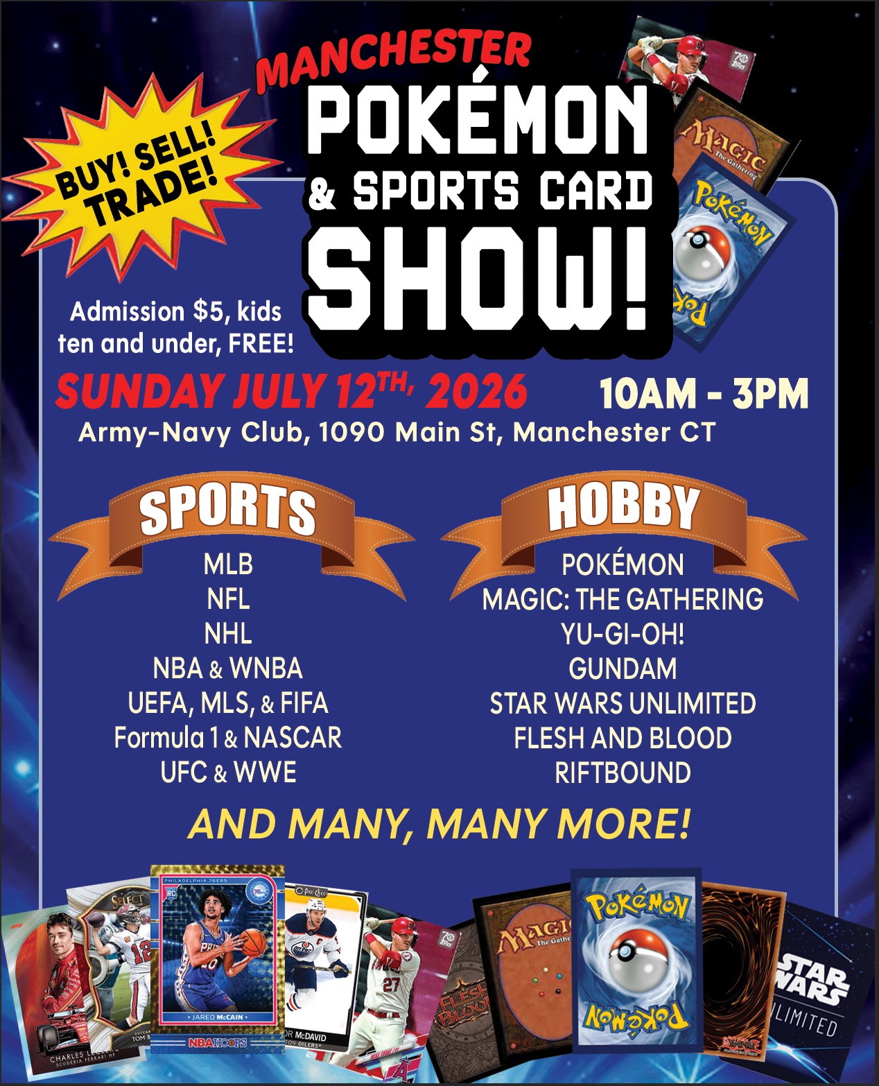 Manchester Card Show Facebook ad: MCTCardShow! The Manchester Pokemon & Sports Card Show…