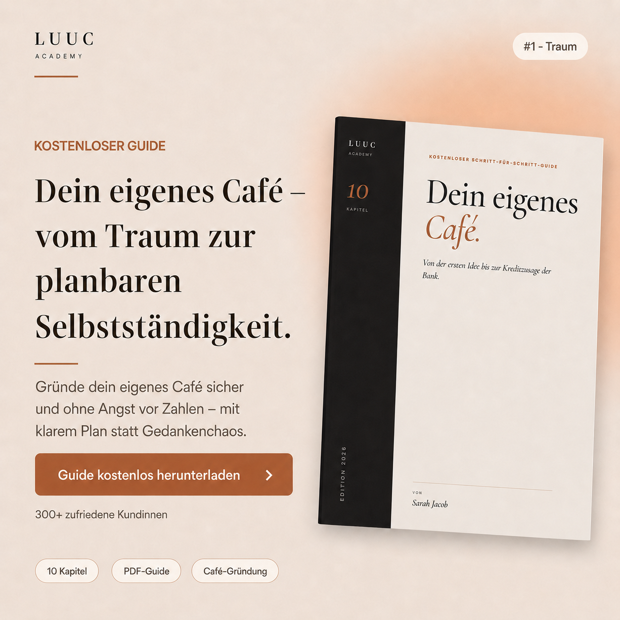 LUUC Academy Facebook ad: Café eröffnen ohne Überforderung