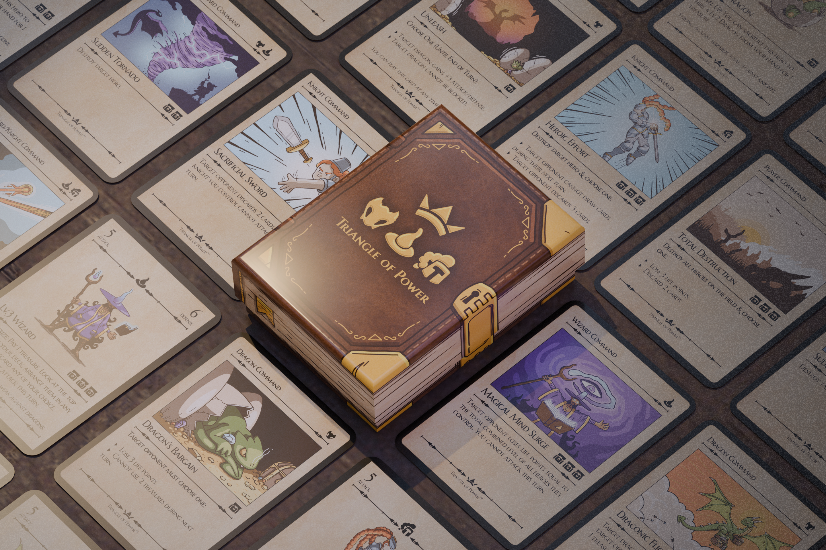 Triangle of Power Facebook ad: Pocket-Sized TCG Battles With Big-Brain Energy