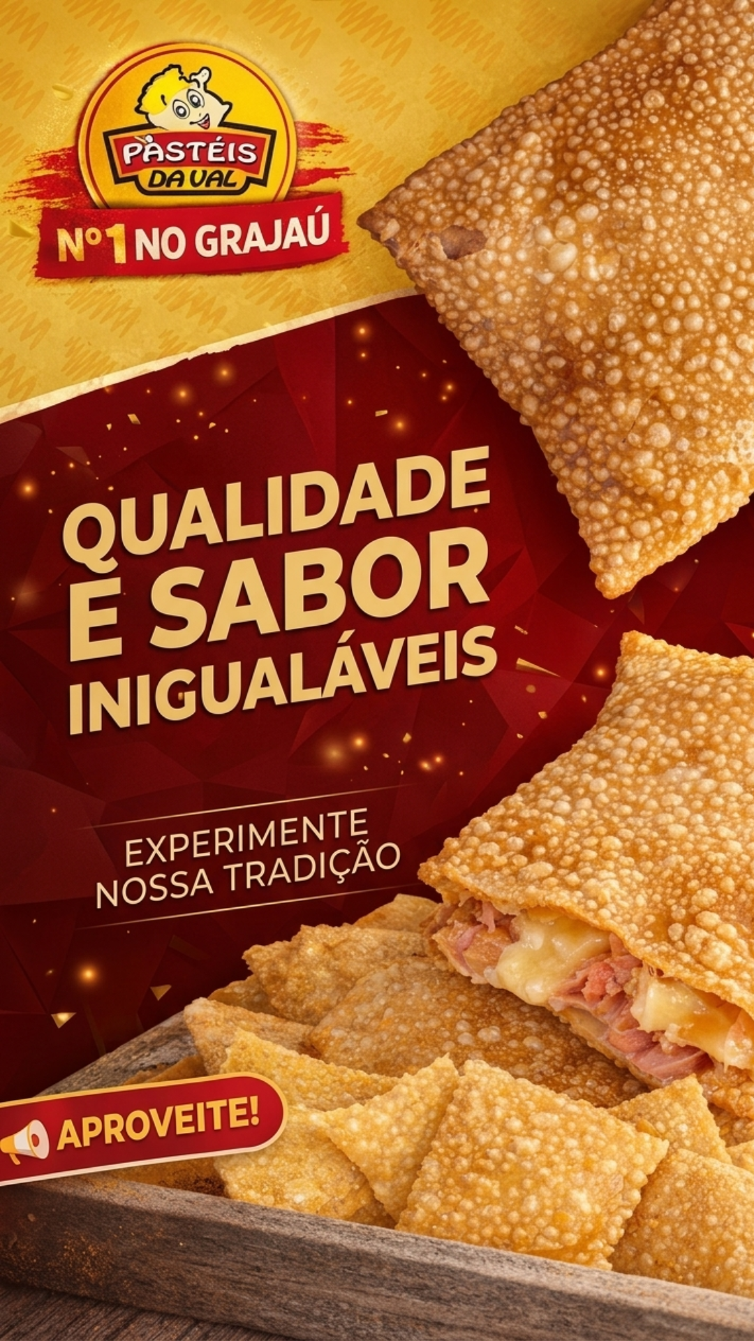 Pasteis da Val Grajaú Facebook ad: Pastel grande, recheio de verdade