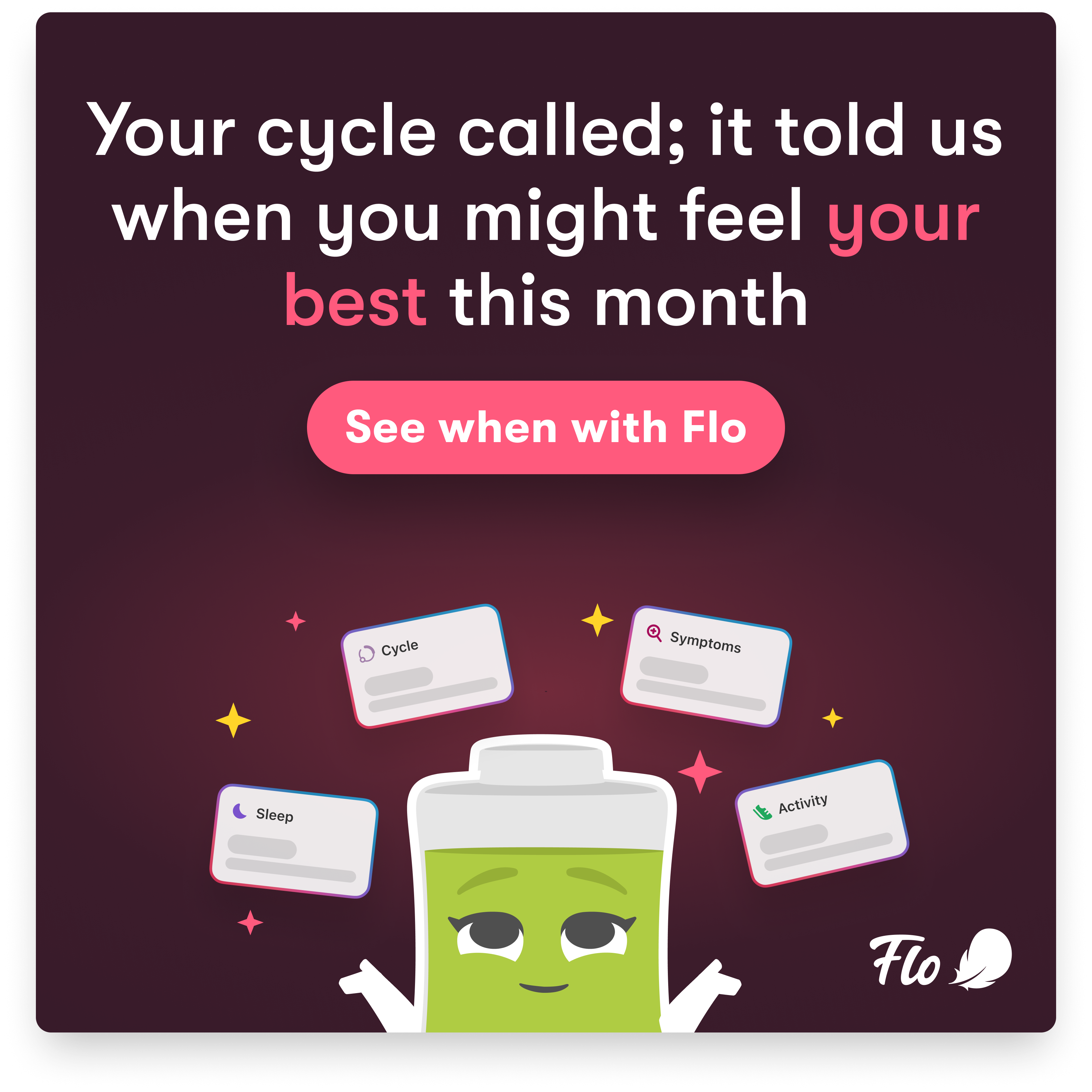 Flo Health App Facebook ad: Start using Flo today!