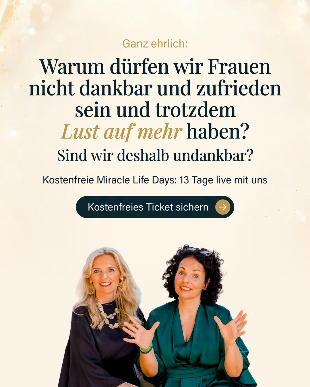 Susanne & Nicole Facebook ad: Online: Miracle Life Days
