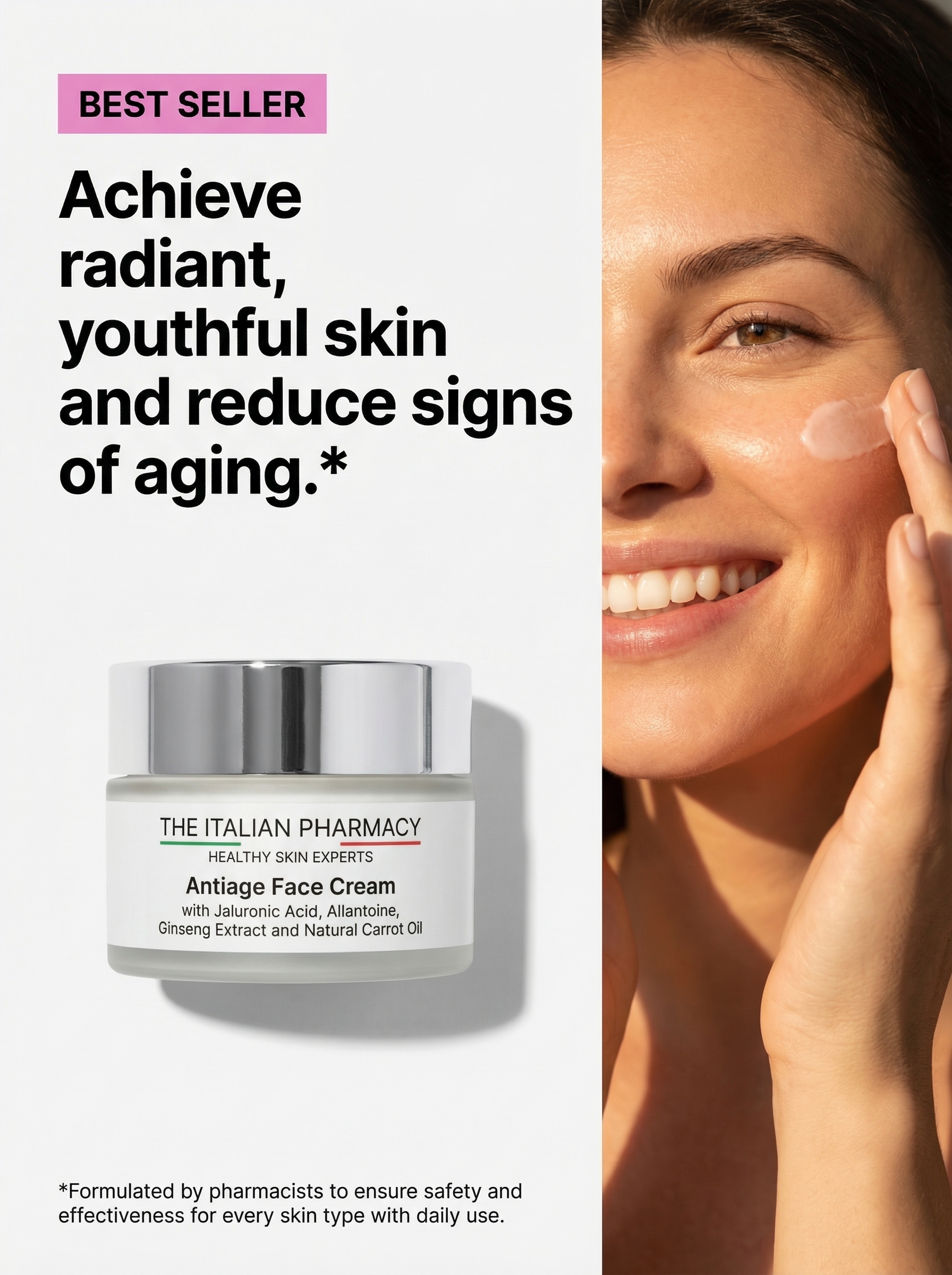 The Italian Pharmacy Facebook ad: Pharmacist-Crafted Italian Skincare