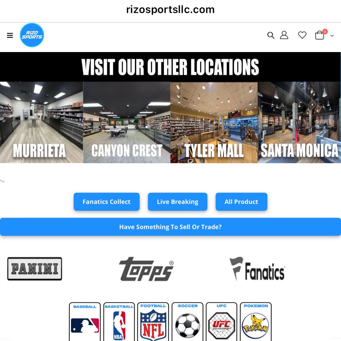 Rizo Sports & TCG - Tyler Mall Facebook ad