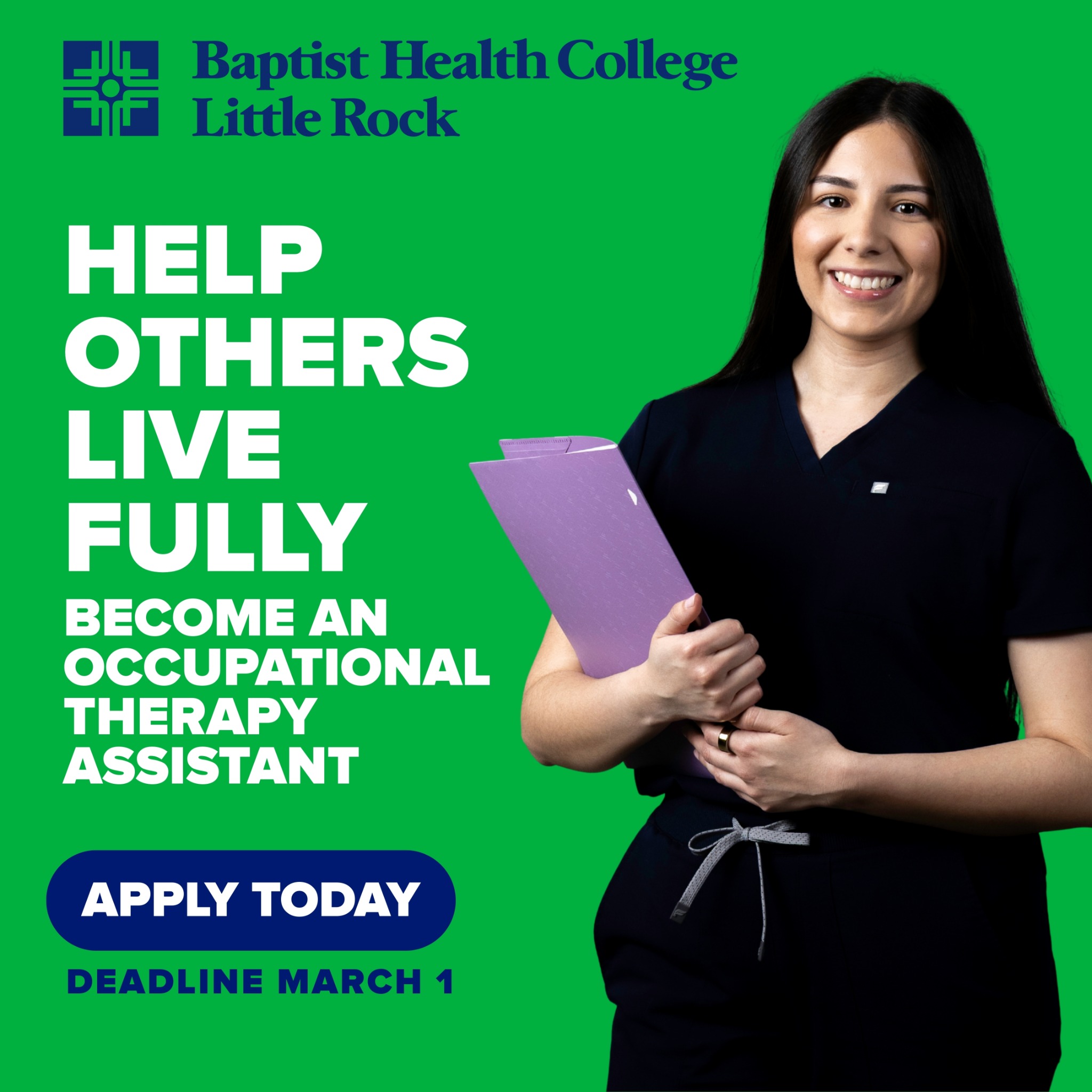Baptist Health College Little Rock Facebook ad: Turn your passion for helping others into a…