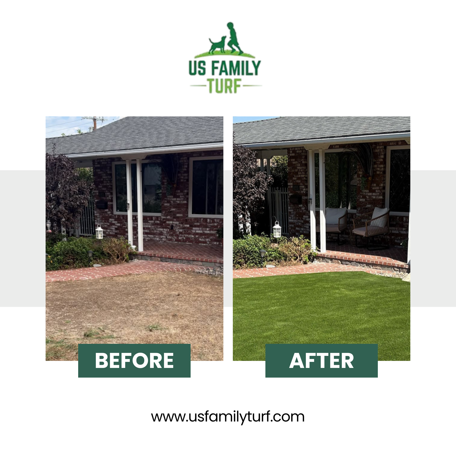 US Family Turf Facebook ad: 25 Year Warranty + Free Onsite Estimates!