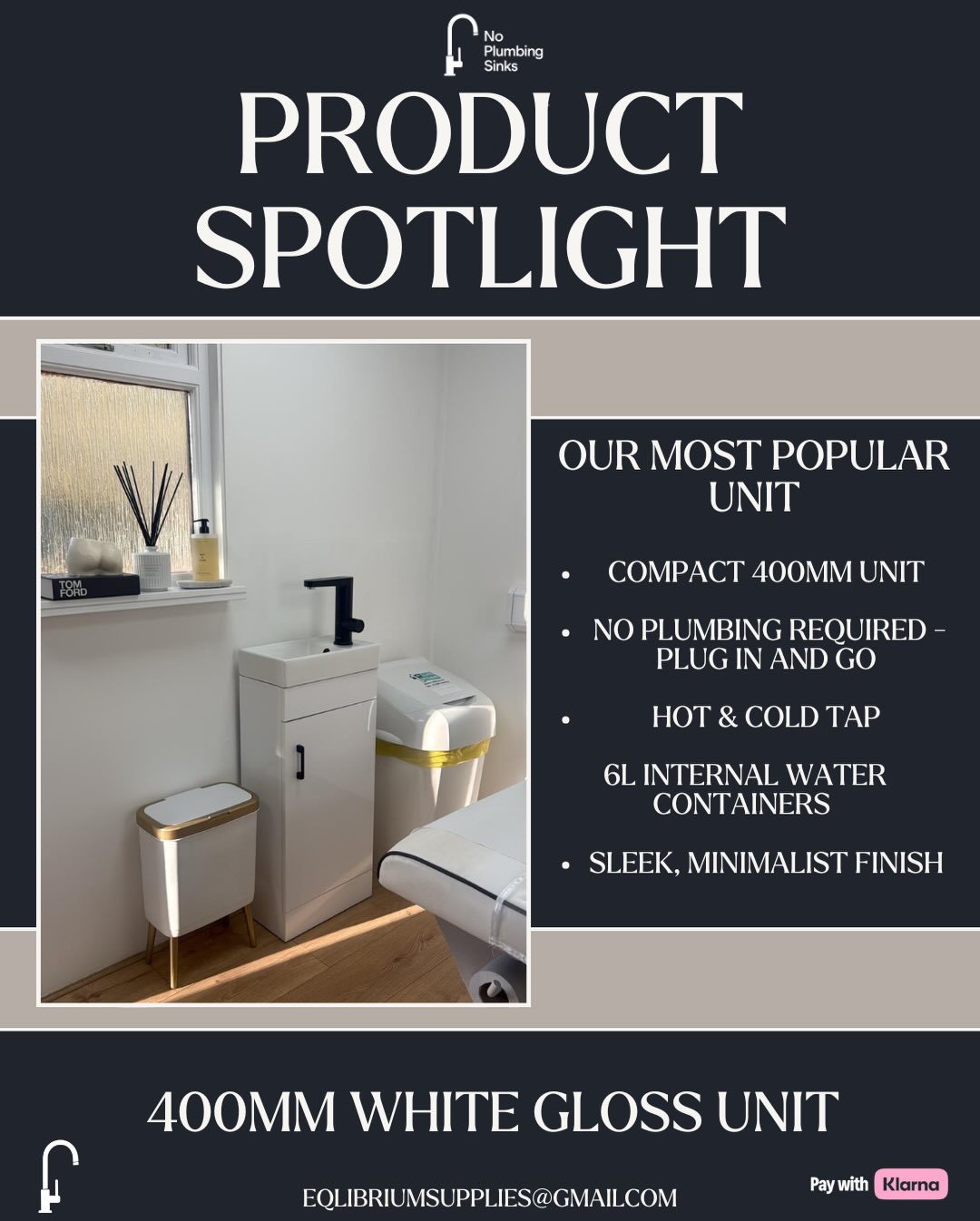 No Plumbing Sinks Uk Facebook ad: 400mm No-Plumbing Sink, Perfect for Clinics & Studios