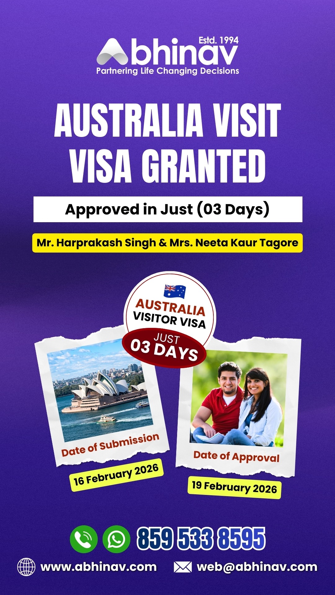 Abhinav Immigration Services Facebook ad