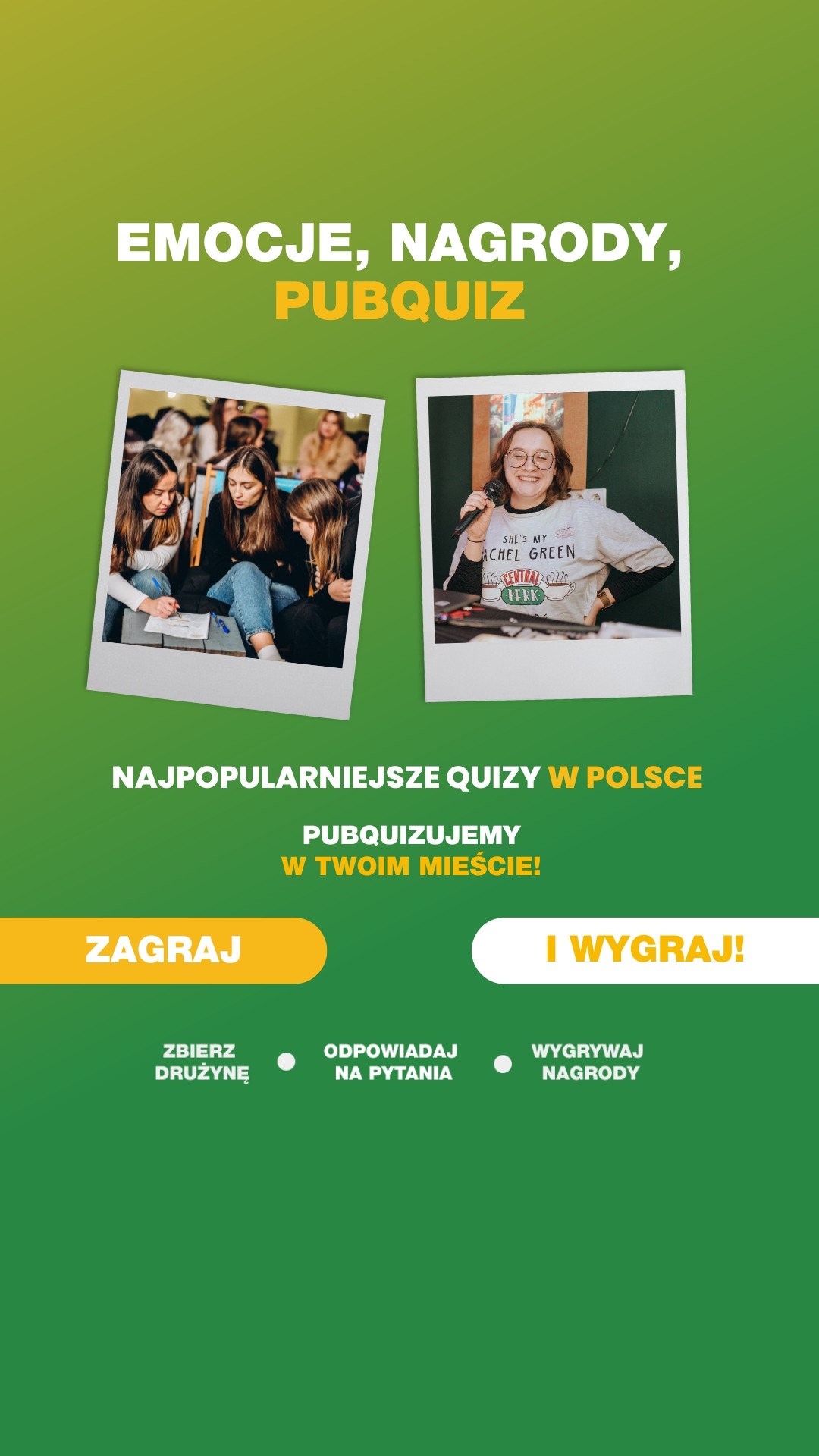 PubQuiz.pl - Zbierz drużynę i wygrywaj nagrody Facebook ad from Mar 17, 2025