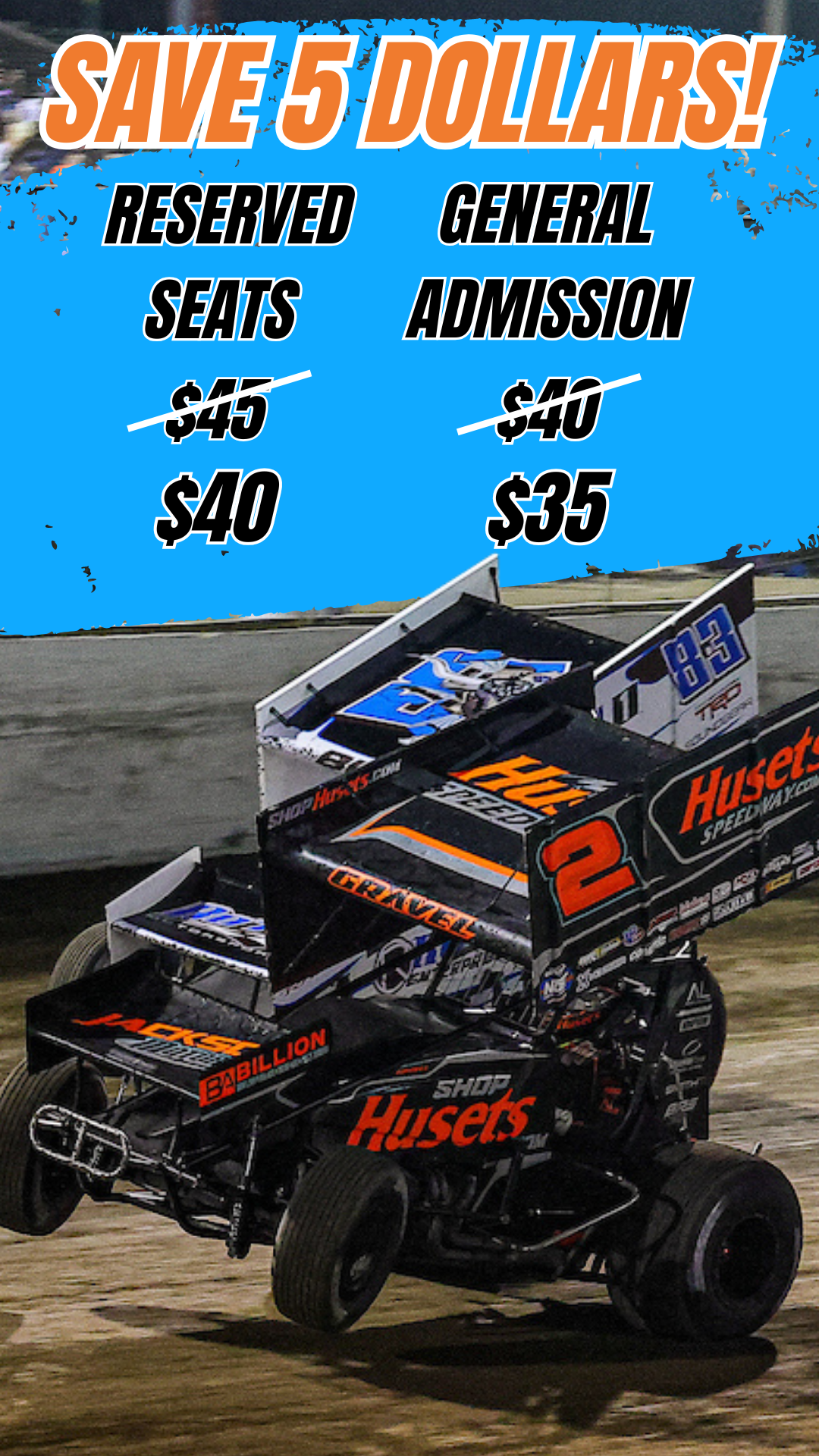 World of Outlaws Sprint Car Series Facebook ad: Secure Your Tickets & Your Wallet!