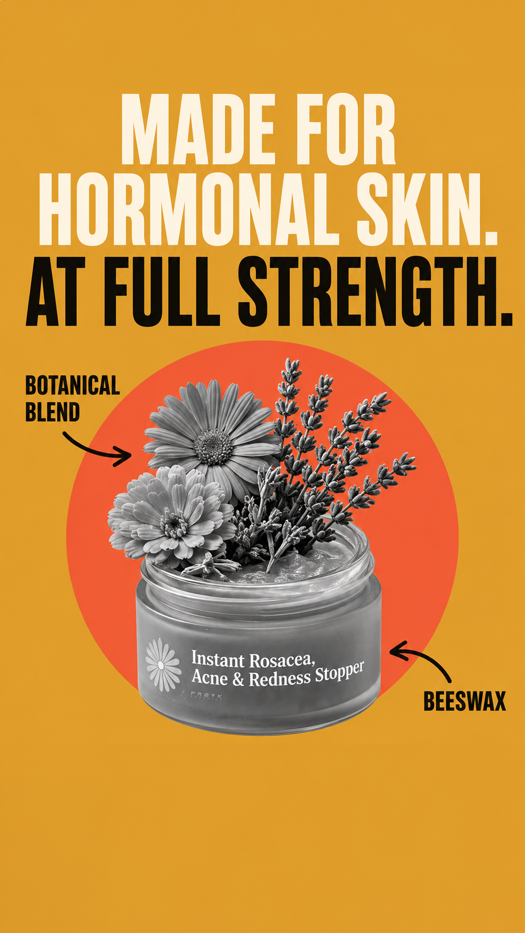 Frøya Organics Facebook ad: Hormonal Acne, Finally Calm